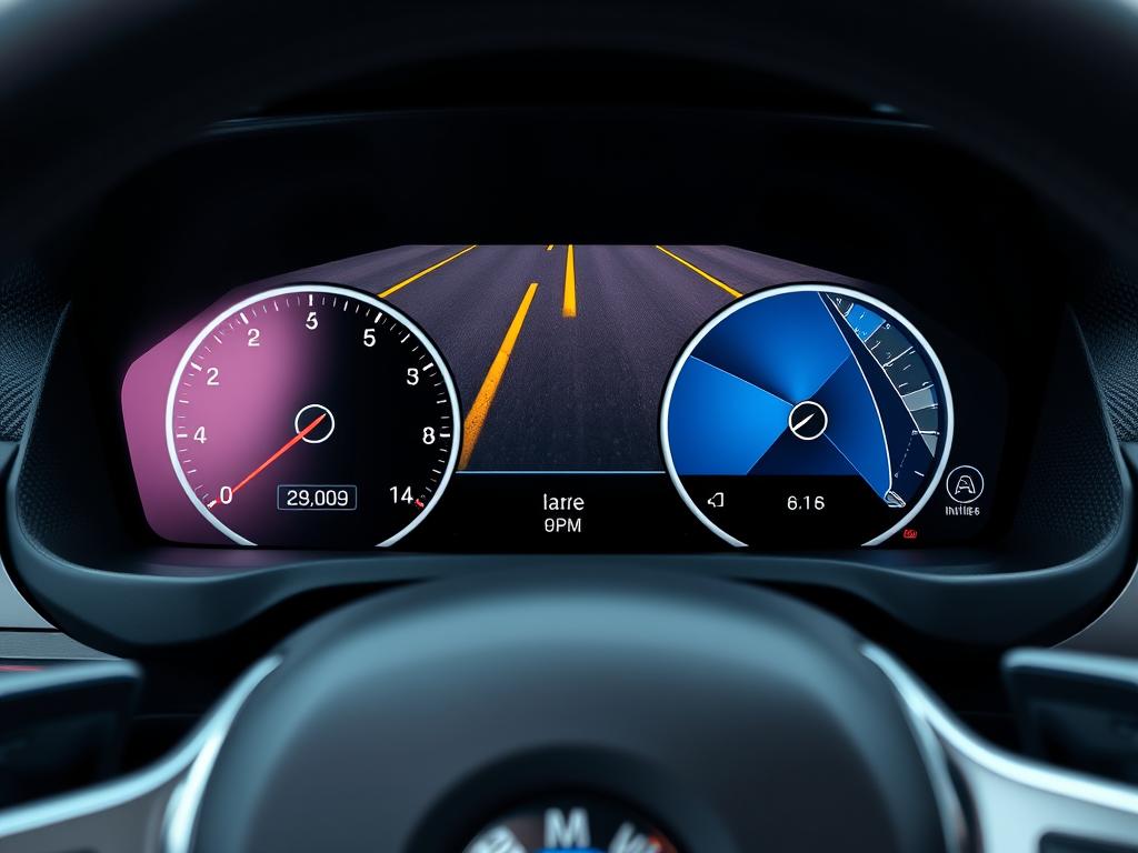 BMW Active Driving Assistant display showing real-time safety monitoring and alerts