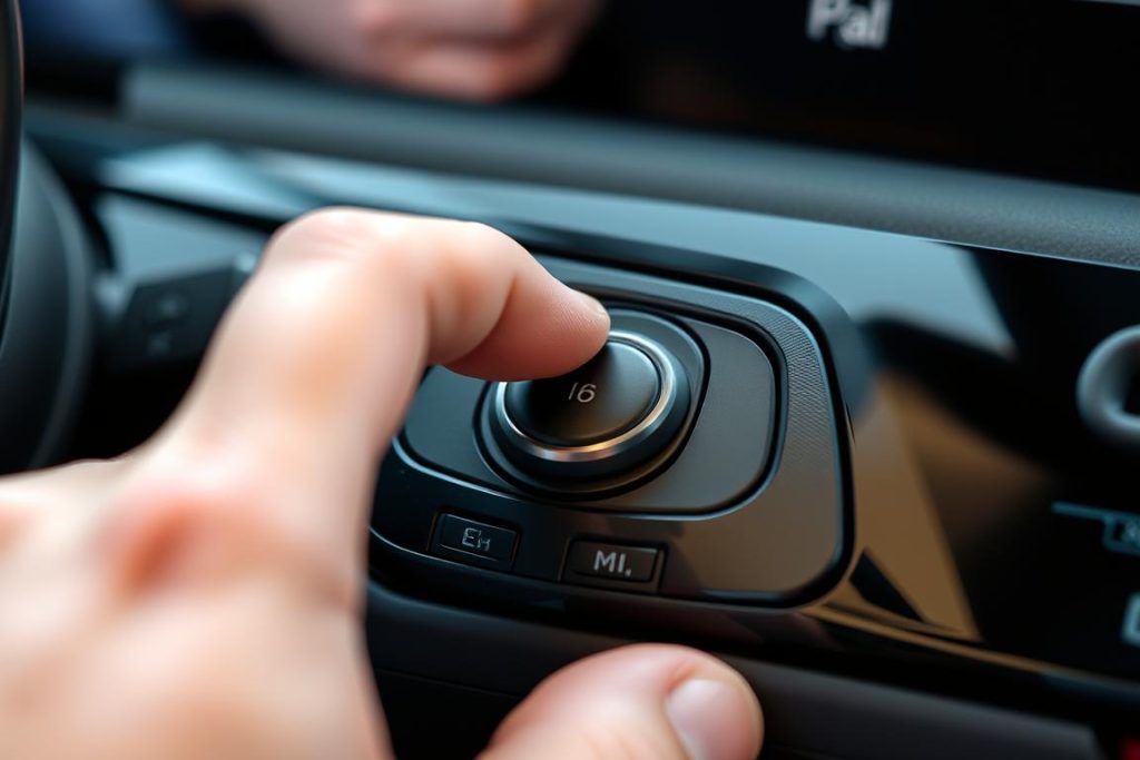 BMW iDrive controller with hand pressing buttons