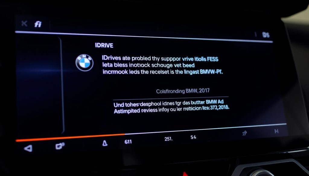 BMW iDrive error screen with troubleshooting in progress