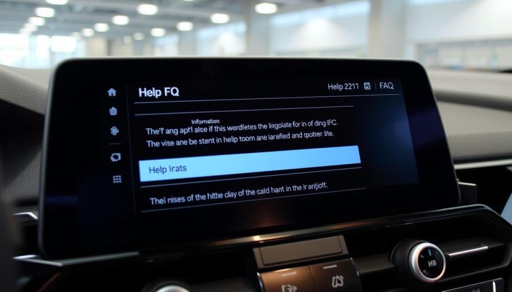 BMW iDrive system with FAQ screen displayed