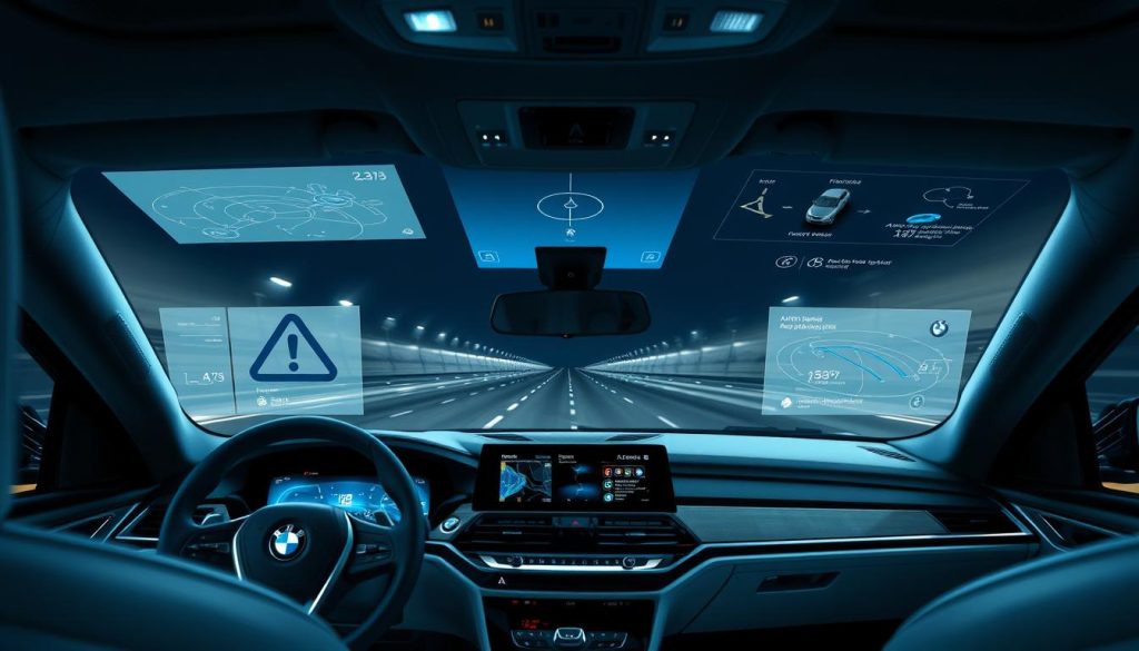 Futuristic concept of next-generation BMW Active Driving Assistant with augmented reality display