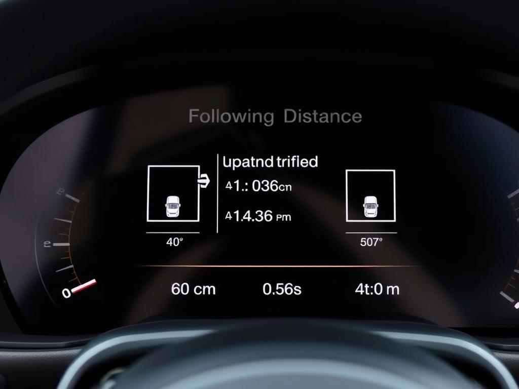 BMW adaptive cruise control display showing distance settings