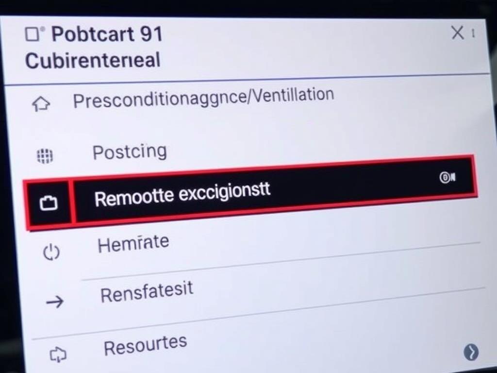 BMW iDrive screen showing Climate Control settings with Remote Engine Start option BMW iDrive screen showing Climate Control settings with Remote Engine Start option