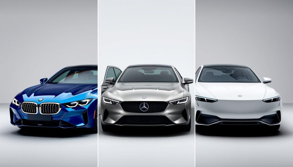 Comparison of 2024 BMW i7 Electric with Mercedes EQS and Lucid Air luxury electric sedans