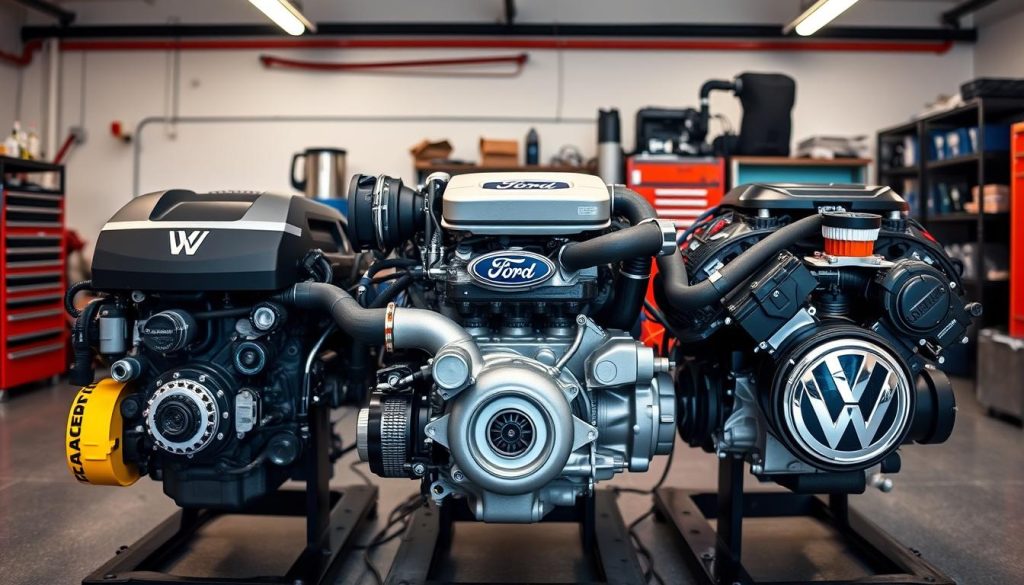 Comparison of small turbocharged engines from different manufacturers including Peugeot Puretech