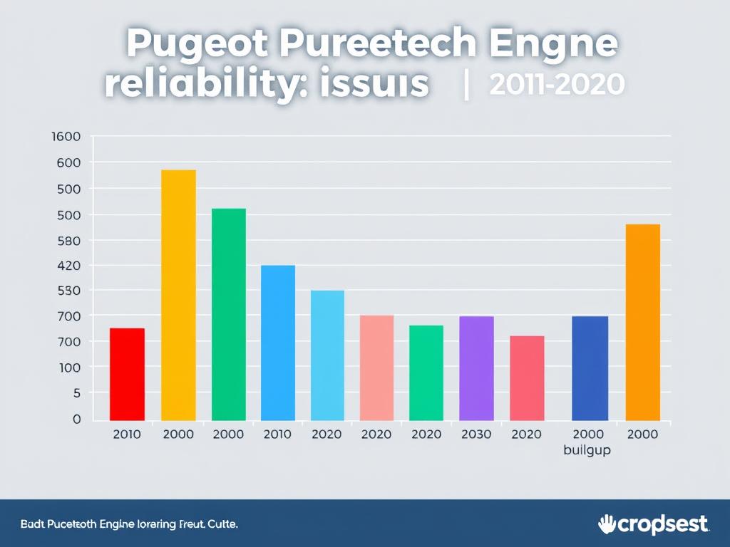 Graph showing Peugeot Puretech Engine Reliability issues by model year, highlighting timing belt problems