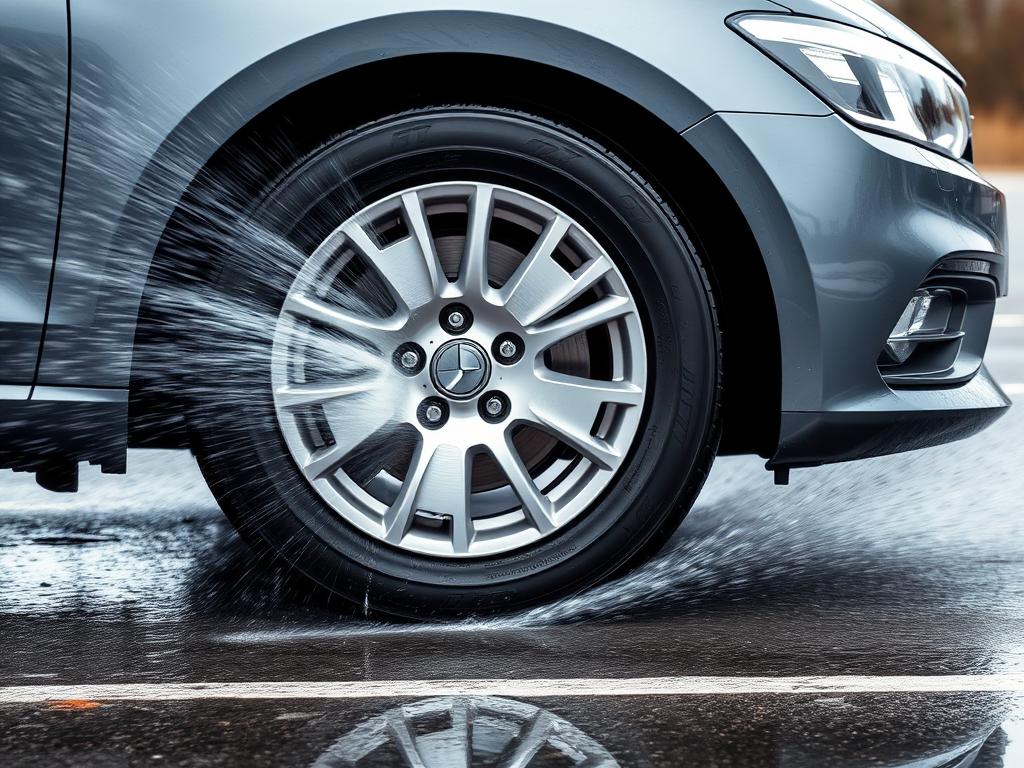 Laufenn tire wet braking test showing water displacement capabilities