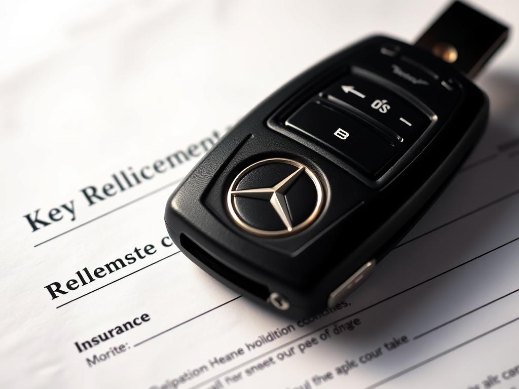 Mercedes key being covered by insurance policy document