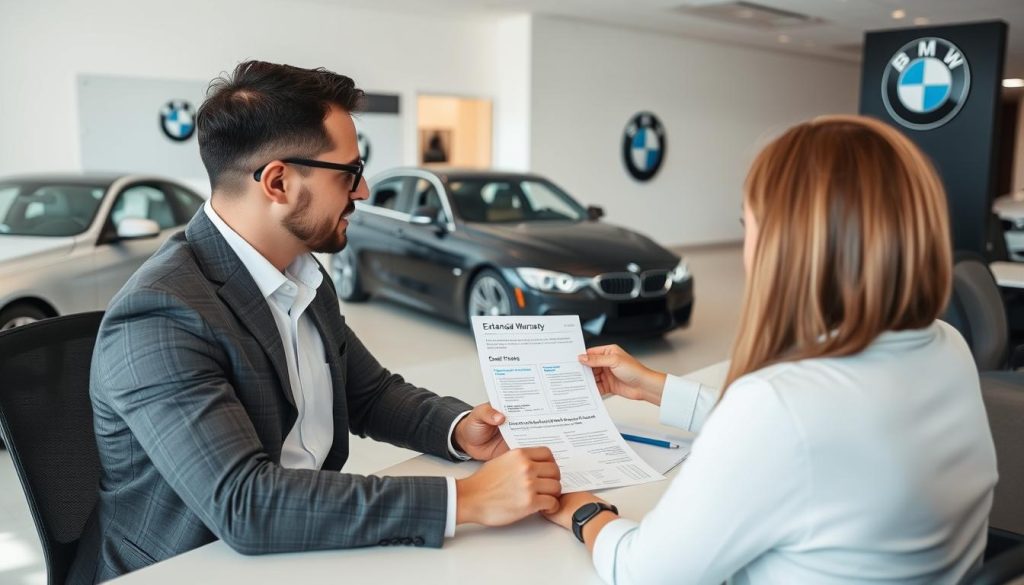 Person negotiating BMW warranty price with dealer Person negotiating BMW warranty price with dealer