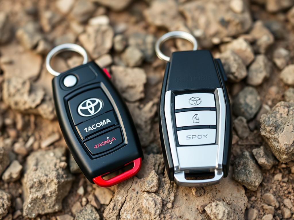 Toyota Tacoma and 4Runner key fobs showing truck-specific replacement costs
