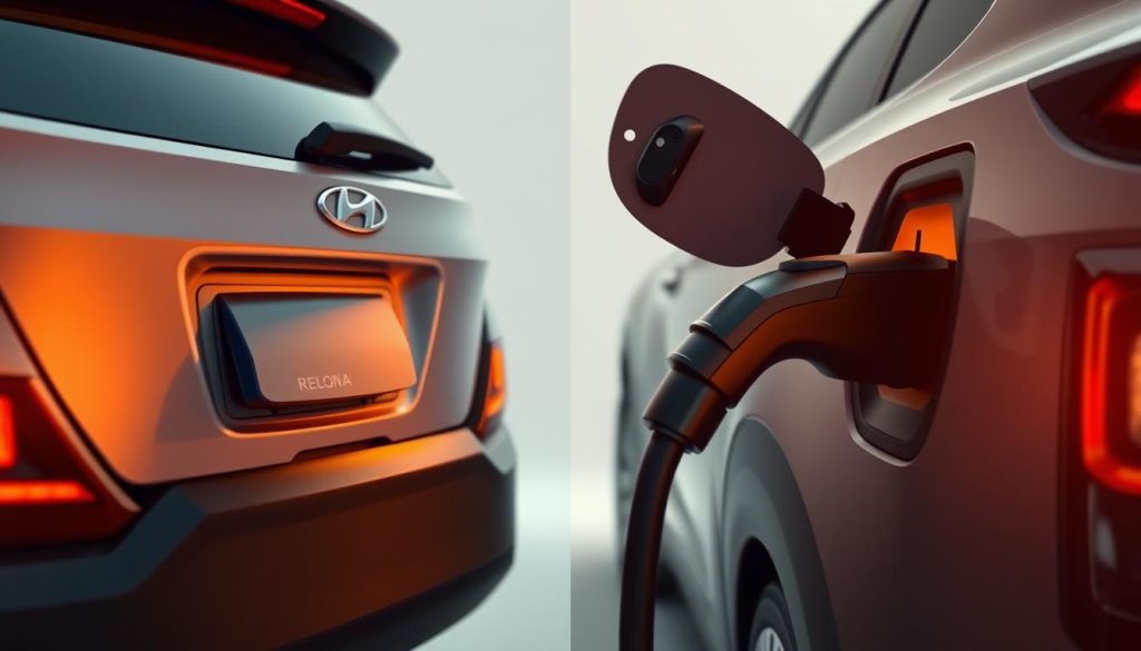Hyundai Kona electric vs gas fuel door