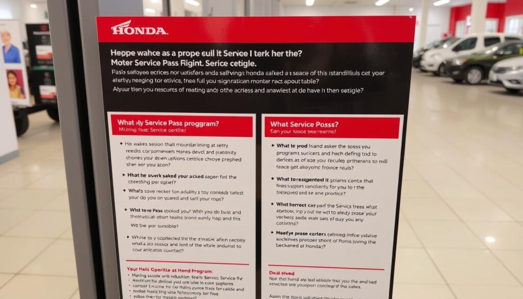 Honda Service Pass FAQ information display at dealership Honda Service Pass FAQ information display at dealership